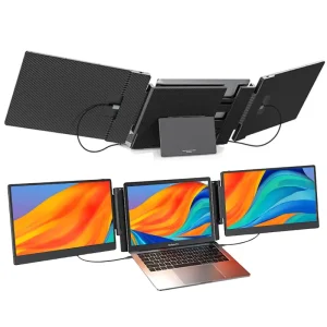 S3 14″ 1080P FHD Laptop Screen Monitor Extender Portable Triple Monitor for Multi System Supports 13-17″ Laptops IPS Panel