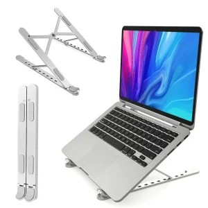 Stamped Customized Aluminum Laptop Stand with Fan Invisible Metal Adjustment for Office and Home Air Cooler Fan 10”~17” Laptop