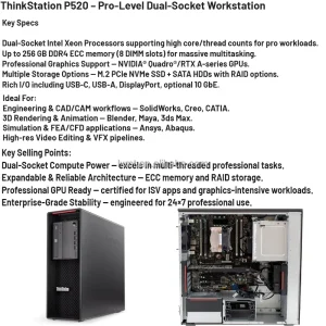 ThinkStation P520 Tower Workstation for 3D Rendering Modeling Deep Learning Stock Product