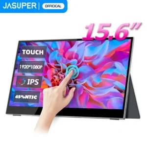 Touchscreen 15.6″ Portable Monitor with Glass Surface External Screen for Computer Laptop Phone Gaming