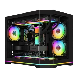Transparent Cabinet PC Gaming Case with Display Screen E-ATX MATX Support with Power Supply for Desktop DIY Build