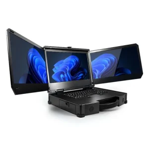 Triple Screen Rugged Industrial Computer Intel i7-12700H 32GB RAM 1TB SSD RTX3050 Portable Workstation OEM ODM Stock Shockproof