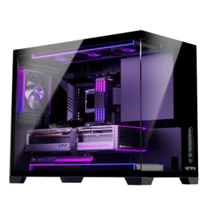 UC02 Panoramic Computer Gaming Case Dual Layer Tempered Glass MATX ITX 360mm Liquid Cooling
