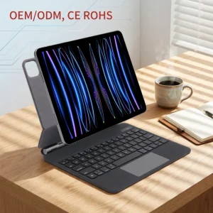 Ultra Slim Wireless Magic Keyboard Case with Digital Power Display 7 Color Backlit Touchpad Bluetooth Folio for iPad