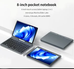 Ultralight 8″ IPS Touch Screen Mini Notebook 180° Rotation 2 in 1 Pocket Laptop with Stylus Pen