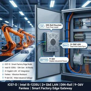 Valano IC07-D Support 12th Gen Intel Core i5-1235U Mini PC 3 LAN 9-36V Fanless Industrial AI Gateway