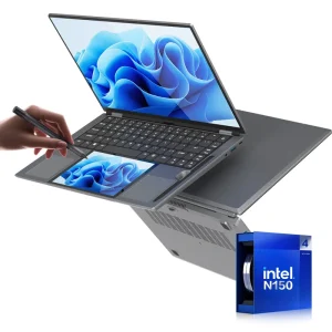 Windows 11 Pro Touchscreen Laptop 15.6″ + 7″ Dual-Screen Design Intel Atom Quad-Core 16GB RAM SSD Storage for Business Use