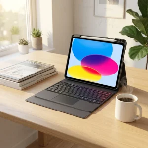 Wireless LED Backlit Ultra Thin Touchpad Waterproof Keyboard Case for iPad 10th Generation USB Interface
