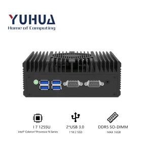 YUHUA Industrial Mini Embedded Computer Intel Core I7 1255U 4*USB3.0 4*USB2.0 2*COM Windows10 Linux DDR4 Stock 2 Year Warranty