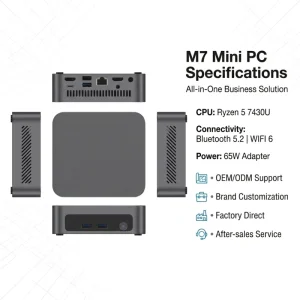 Yifang New Mini AI PC With AMD Ryzen 5 7430U Processor WiFi6 Type C HDMI AI PCss Desktop Windows 11 Operating System