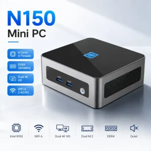 ZKM9 N150 Mini PC DDR4 NVMe SSD WiFi 6 Dual HD2.0 4K Display 2.5G LAN Desktop Computer for Office