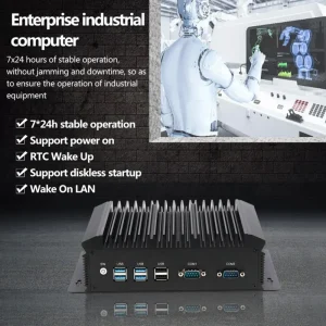 ZOOMWIN Rugged Fanless Industrial PC with 2x RS232 COM Ports Embedded Mini Computer for Factory Automation POS Systems